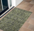 3 X 5 Moss Green and Gray Oriental Washable Non Skid Indoor Outdoor Area Rug