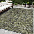 5 X 8 Moss Green and Gray Oriental Washable Non Skid Indoor Outdoor Area Rug