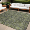 8 X 10 Moss Green and Gray Oriental Washable Non Skid Indoor Outdoor Area Rug