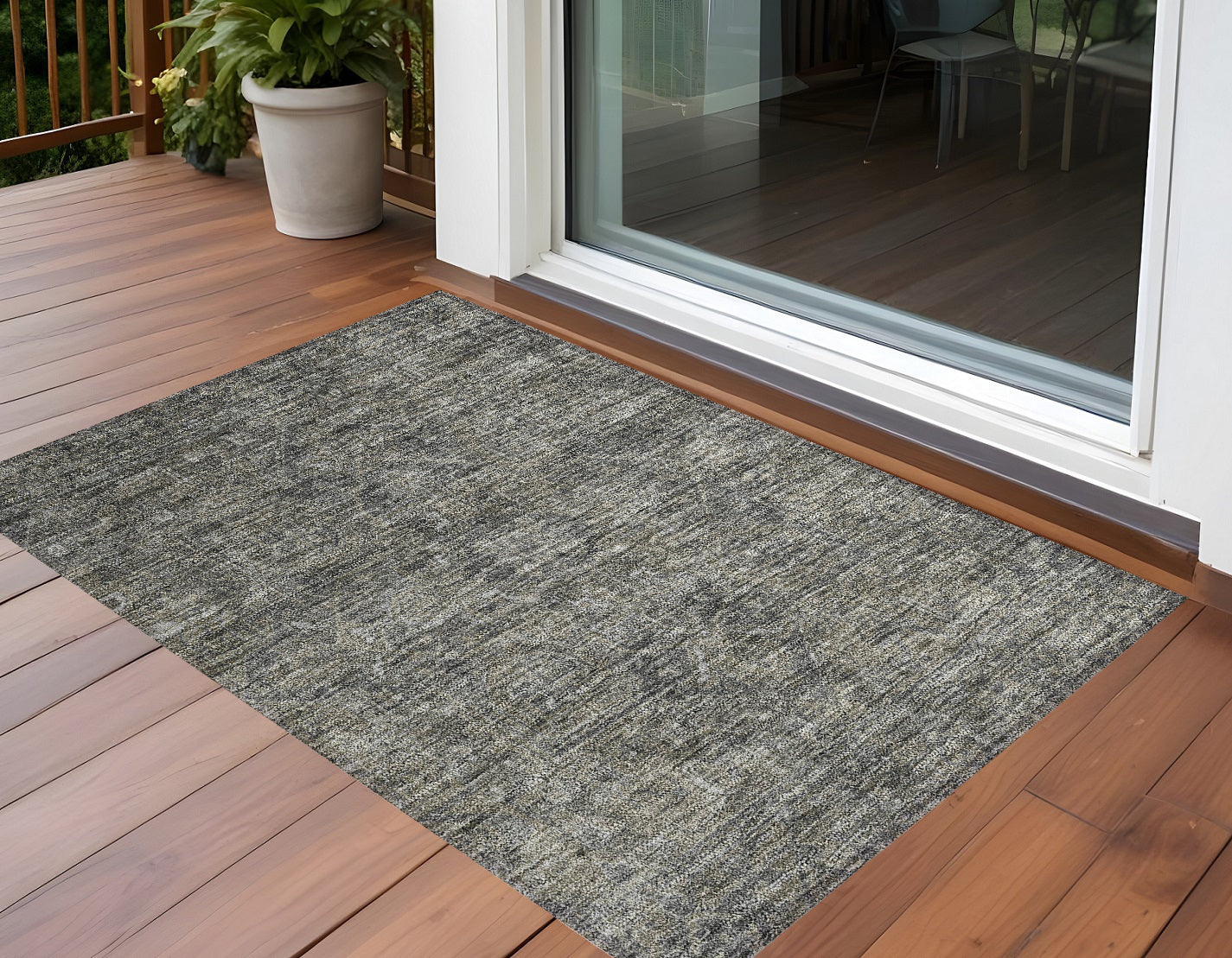 2 X 3 Brown and Black Oriental Washable Non Skid Indoor Outdoor Area Rug