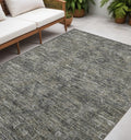5 X 8 Brown and Black Oriental Washable Non Skid Indoor Outdoor Area Rug