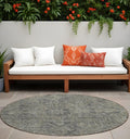 8 Round Brown and Black Round Oriental Washable Non Skid Indoor Outdoor Area Rug