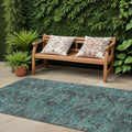 8 Runner Turquoise Oriental Washable Non Skid Indoor Outdoor Runner Rug