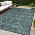 5 X 8 Turquoise Oriental Washable Non Skid Indoor Outdoor Area Rug