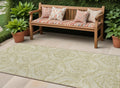 8 Runner Light Green Damask Washable Non Skid Indoor Outdoor Runner Rug