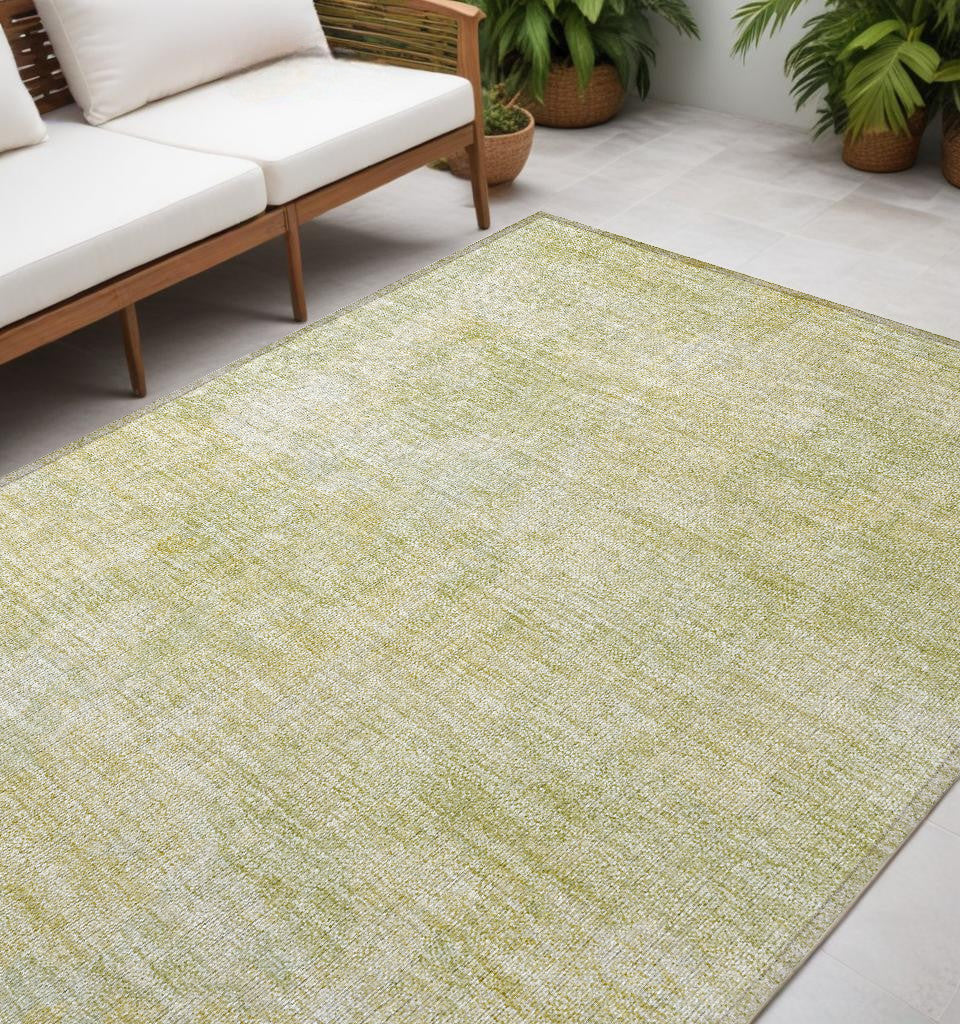 5 X 8 Light Green Damask Washable Non Skid Indoor Outdoor Area Rug