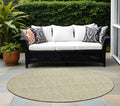 8 Round Light Green Round Damask Washable Non Skid Indoor Outdoor Area Rug