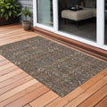 3 X 5 Chocolate Floral Washable Non Skid Area Rug With UV Protection