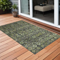 3 X 5 Blue and Green Floral Washable Non Skid Indoor Outdoor Area Rug