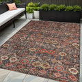 5 X 8 Red and Dark Blue Floral Washable Non Skid Indoor Outdoor Area Rug