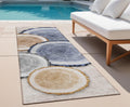 8 Runner Beige Blue and Gold Faux Bois Washable Non Skid Indoor Outdoor Runner Rug