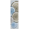 8 Runner Blue Gold and Gray Faux Bois Washable Non Skid Indoor Outdoor Runner Rug