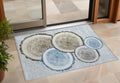 3 X 5 Blue Gold and Gray Faux Bois Washable Non Skid Indoor Outdoor Area Rug