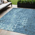 5 X 8 Blue Ikat Washable Indoor Outdoor Area Rug