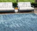 8 X 10 Blue Ikat Washable Indoor Outdoor Area Rug