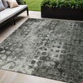 5 X 8 Charcoal Ikat Washable Indoor Outdoor Area Rug