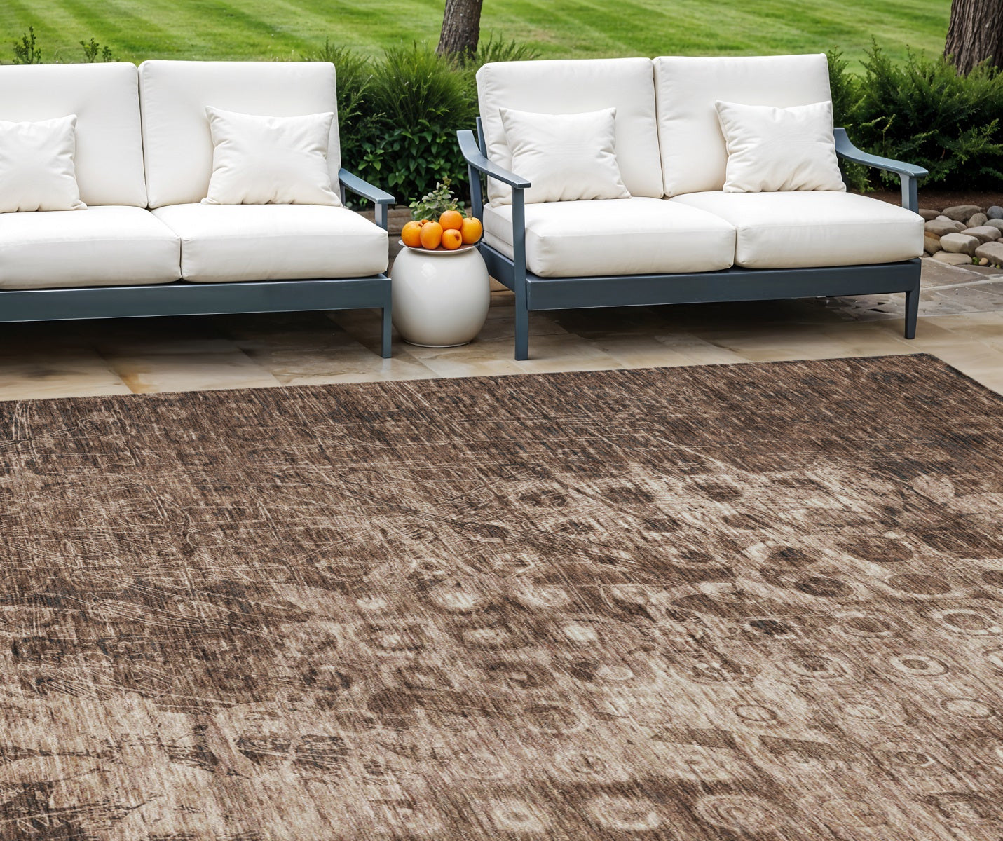 10 X 14 Chocolate Ikat Washable Indoor Outdoor Area Rug
