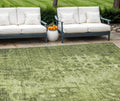 9 X 12 Olive Green Ikat Washable Indoor Outdoor Area Rug