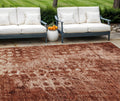 10 X 14 Orange Ikat Washable Indoor Outdoor Area Rug