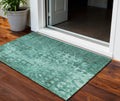 3 X 5 Teal Blue Ikat Washable Indoor Outdoor Area Rug