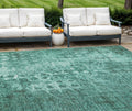 9 X 12 Teal Blue Ikat Washable Indoor Outdoor Area Rug