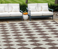 9 X 12 Brown Geometric Washable Indoor Outdoor Area Rug