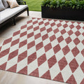 5 X 8 Burgundy Geometric Washable Indoor Outdoor Area Rug