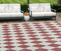 8 X 10 Burgundy Geometric Washable Indoor Outdoor Area Rug