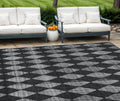 9 X 12 Charcoal Geometric Washable Indoor Outdoor Area Rug