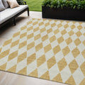 5 X 8 Gold Geometric Washable Indoor Outdoor Area Rug