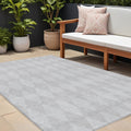 8 X 10 Pewter And Silver Geometric Washable Indoor Outdoor Area Rug