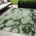 5 X 8 Artichoke Green And Emerald Abstract Washable Indoor Outdoor Area Rug