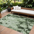 8 X 10 Artichoke Green And Emerald Abstract Washable Indoor Outdoor Area Rug
