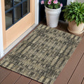 3 X 5 Black Taupe And Beige Moroccan Washable Indoor Outdoor Area Rug