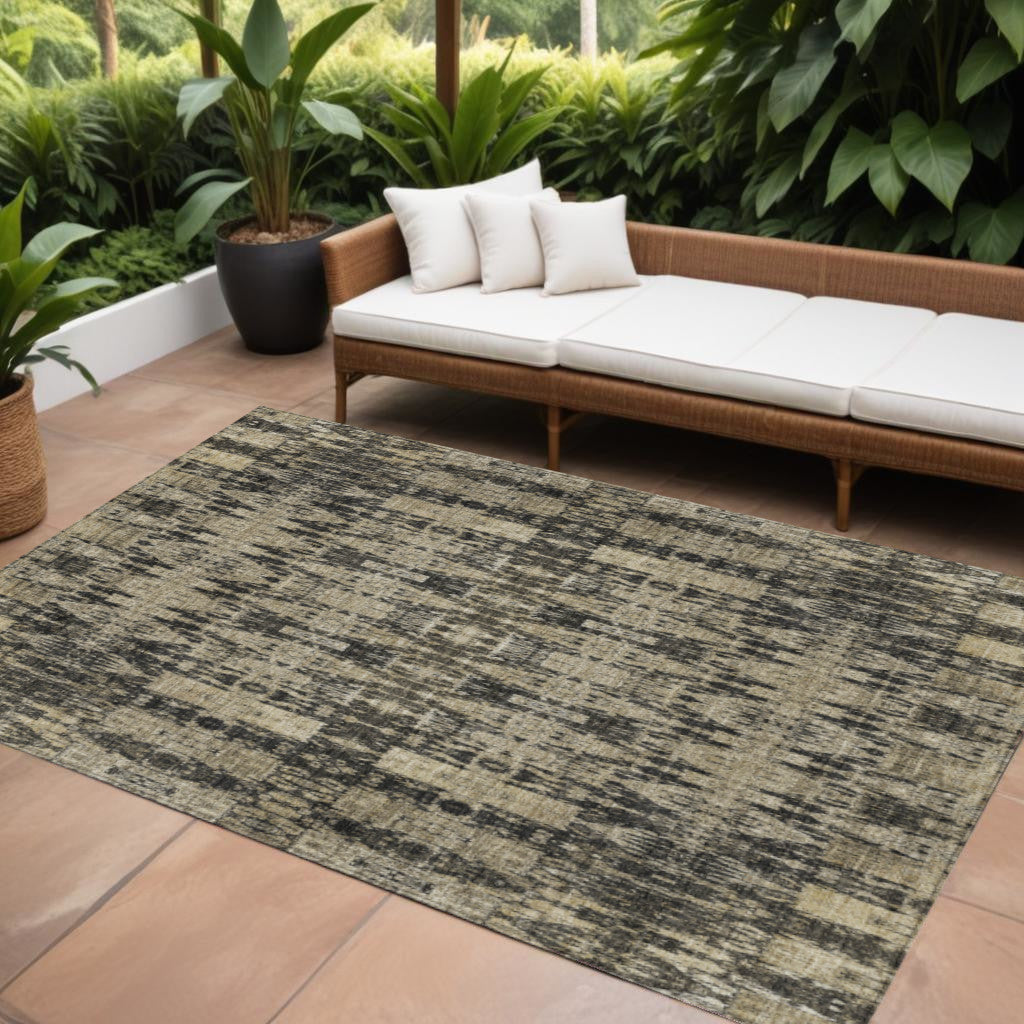 8 X 10 Black Taupe And Beige Moroccan Washable Indoor Outdoor Area Rug