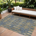 10 X 14 Blue Taupe And Beige Moroccan Washable Indoor Outdoor Area Rug