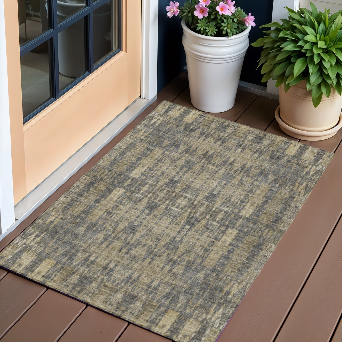 3 X 5 Gray Taupe And Beige Moroccan Washable Indoor Outdoor Area Rug
