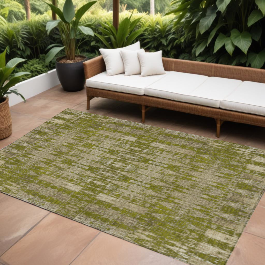 8 X 10 Olive Green Taupe And Beige Moroccan Washable Indoor Outdoor Area Rug