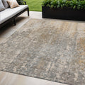 5 X 8 Beige Gray And Taupe Abstract Washable Indoor Outdoor Area Rug