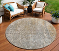 8 Beige Gray And Taupe Round Abstract Washable Indoor Outdoor Area Rug