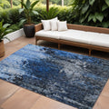 10 X 14 Navy Blue And Denim Blue Abstract Washable Indoor Outdoor Area Rug
