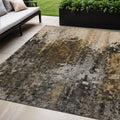 5 X 8 Brown And Copper Abstract Washable Indoor Outdoor Area Rug