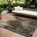 10 X 14 Brown And Copper Abstract Washable Indoor Outdoor Area Rug