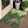 3 X 5 Green And Lime Green Abstract Washable Indoor Outdoor Area Rug