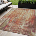 5 X 8 Orange Beige And Taupe Striped Washable Indoor Outdoor Area Rug