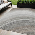 5 X 8 Gray Silver And Beige Abstract Washable Indoor Outdoor Area Rug