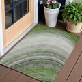 3 X 5 Green And Artichoke Green Abstract Washable Indoor Outdoor Area Rug