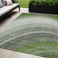 5 X 8 Green And Artichoke Green Abstract Washable Indoor Outdoor Area Rug