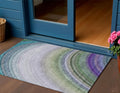 3 X 5 Teal Blue Artichoke Green And Green Abstract Washable Indoor Outdoor Area Rug