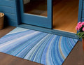 3 X 5 Denim Blue And Sky Blue Abstract Washable Indoor Outdoor Area Rug